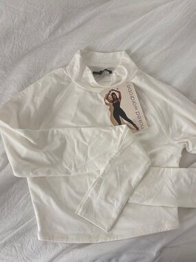 naked wardrobe Cream Mock Neck Long Sleeve Crop Top